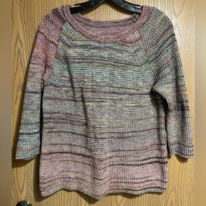 Multicolor Knit Women's 3/4 Sleeve Sweater